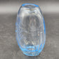 Hand Blown Blue Tint Glass Vase Etched Floral Scandinavian Swedish Oval 6.75″