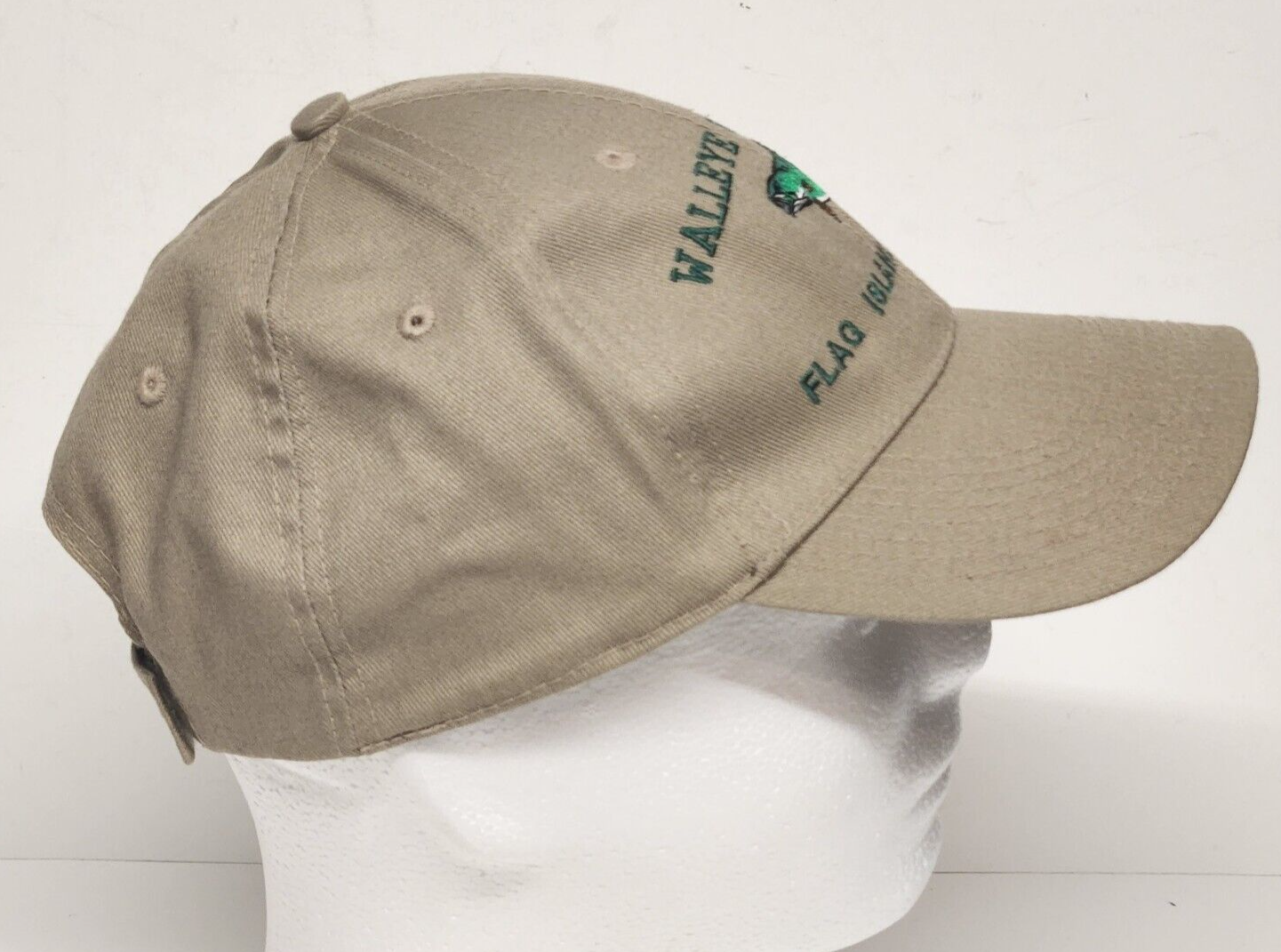 Walleye Warriors Flag Island 2008 Fishing Hat Tan Hook Loop Size Adjustment Cap