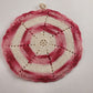 Lot of 2 Round Vintage Hand Crochet Knitted Potholders Red Pink and White