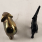 2 Metal Elephants Miniature Black & Brass Good luck Figure Statue Truck Up Down