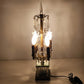 2 Gilt Brass Candelabra Table Lamps Antique Drop Crystal Prisms 4 Candle Lights