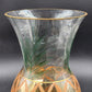 Romanian Vase Clear Crystal Hand Painted Art Glass Pineapple Design Gold Trim