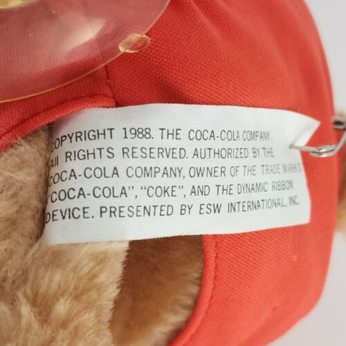 Coca-Cola Critters Cody Bear Plush 1988 Window Clinger Toy