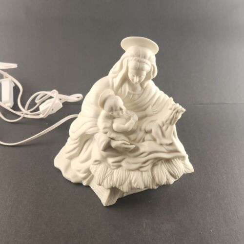 Porcelain Lighted Madonna and Baby Santa's Chimney Sweets Switch Cord and Bulb