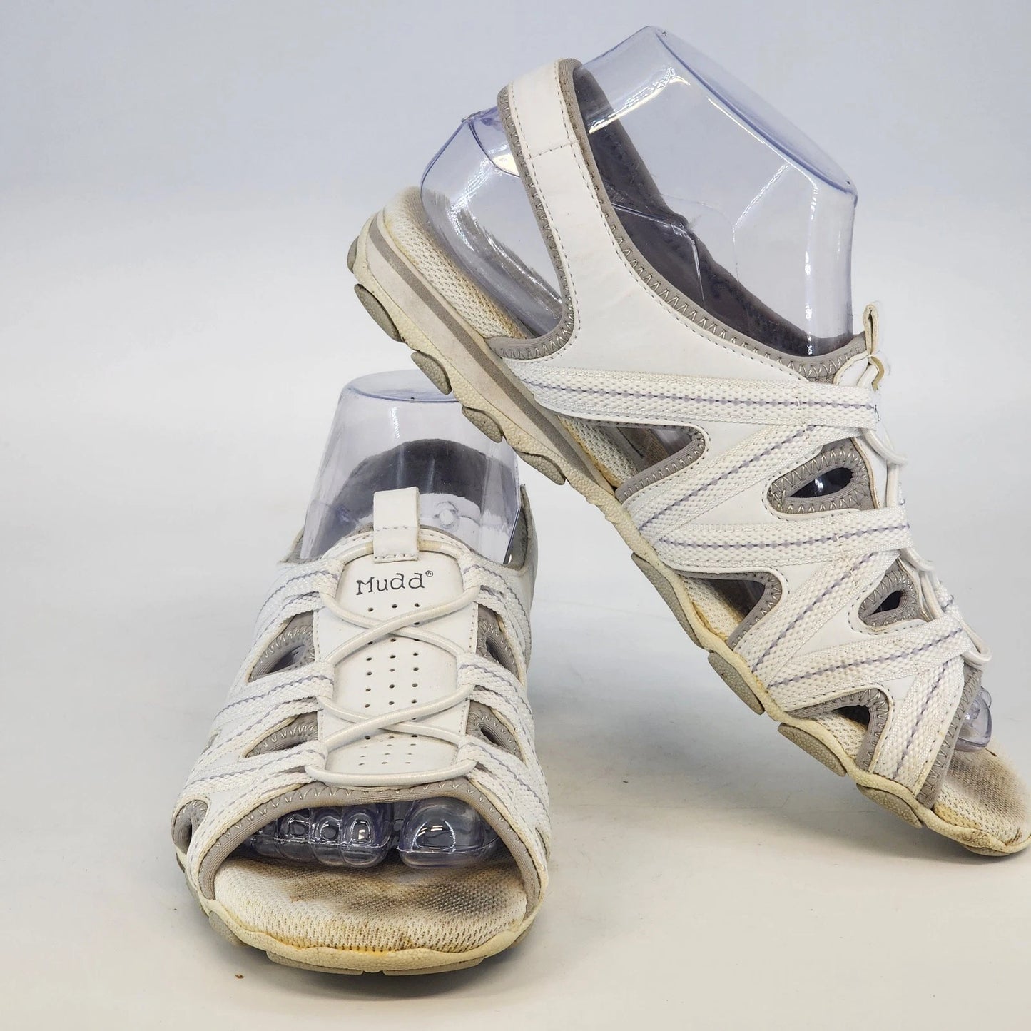 Mudd Angelo Sandals Women 8 White Open Toe Heels Y2K Vtg w Box Vintage