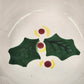Large Serving Bowl 12" by Present Tense Italy Hand Painted Snowman & Holly Leaf
