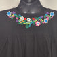YZXDORWJ Embroidered Boho Shirt Black Crinkle Cotton Blend Short Sleeve Size XXL