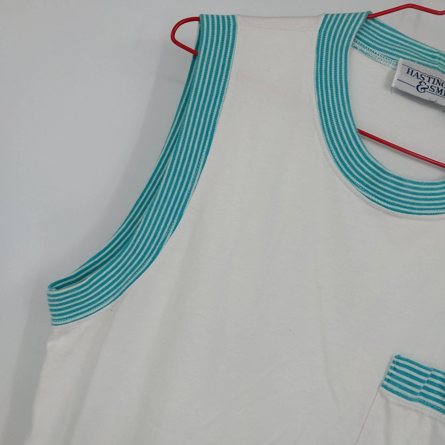 Hastings & Smith Tank Top Skirt 2 pc Set Womens Aqua White Striped Sleeveless