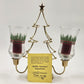 Homco Metal Christmas Tree 2 Votive Candle Holder Pine Tree Holly Berry Cups Vtg