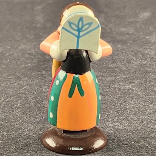 Original Erzgebirge Woman Figurine Carrying an Umbrella Germany Hand Painted