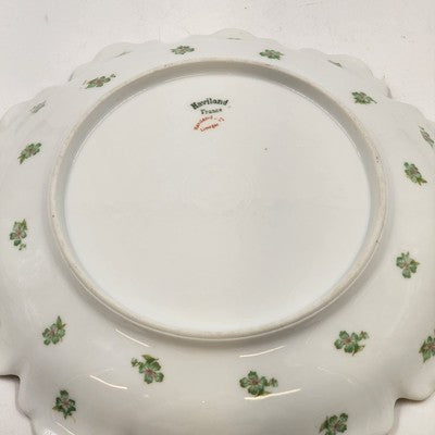 Haviland Limoges France Serving Plate Rose Colorful Flowers Gold Scallop Edge 9"