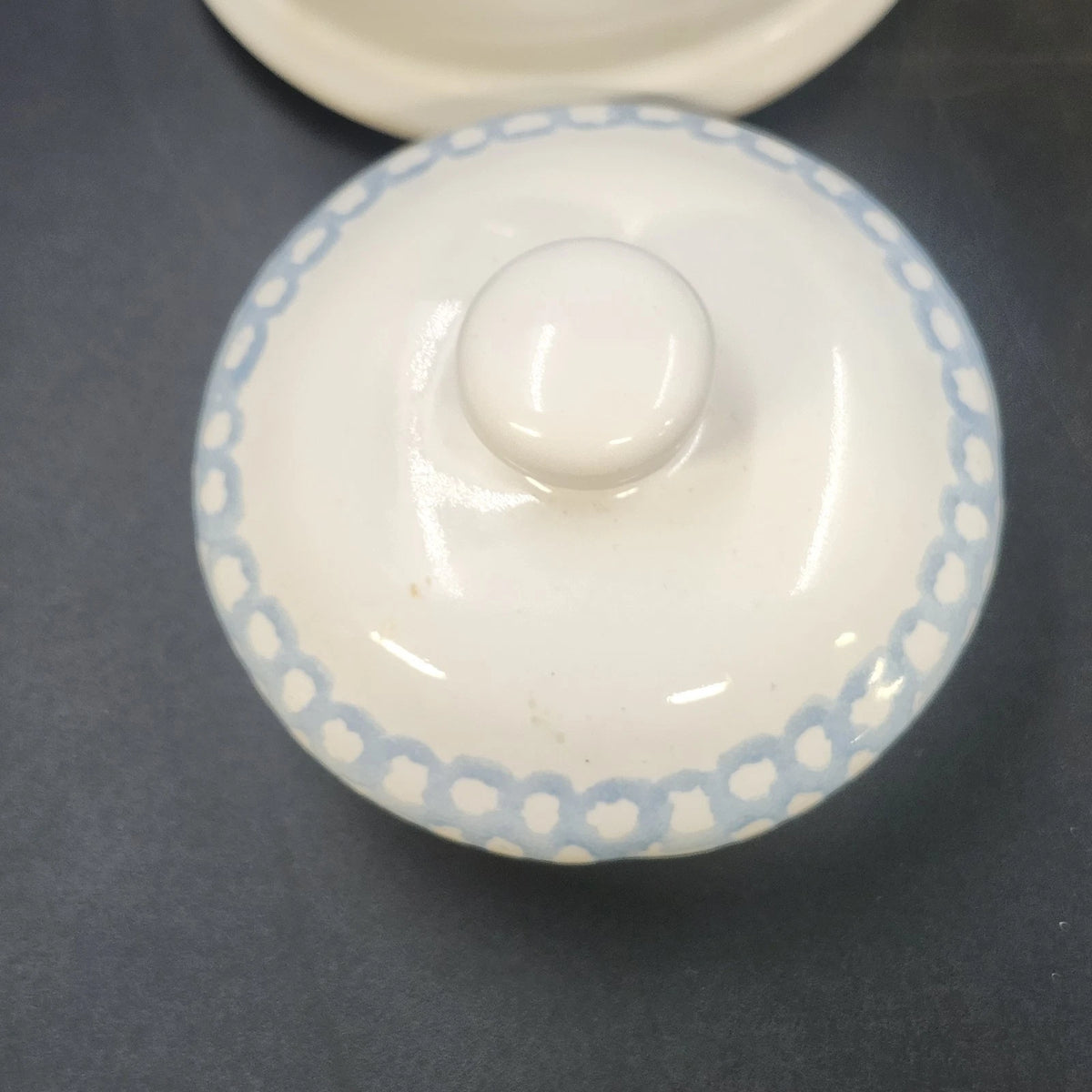 Blue Heart Canister Set 3 Lidded Ceramic Stoneware Farmhouse Kitchen Jars 1980s