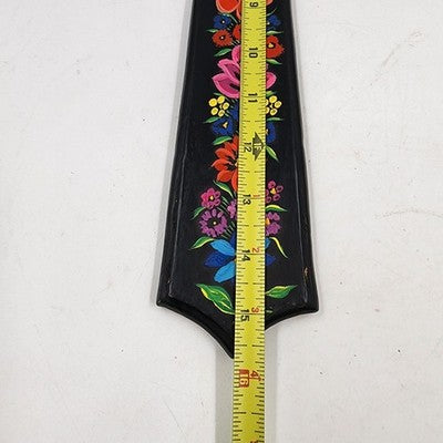 Inspirational Wooden Cross w Floral Hand Painted Routed Edges Pointed Wall Decor