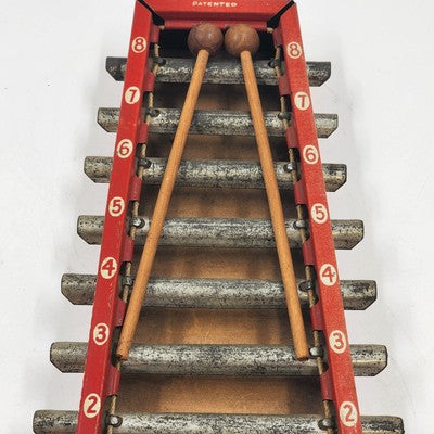 American Bar-Zim Metal Xylophone Zil-O-Phone w 2 Sticks Bell Tone Toy Vtg 1941