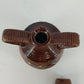 Japanese Brown Rickshaw Decanter Saki Shot Stopper Ceramic Hand Painted Barware