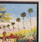 Original Haitian Oil Painting on Canvas Women Carrying Baskets Black Wood Frame