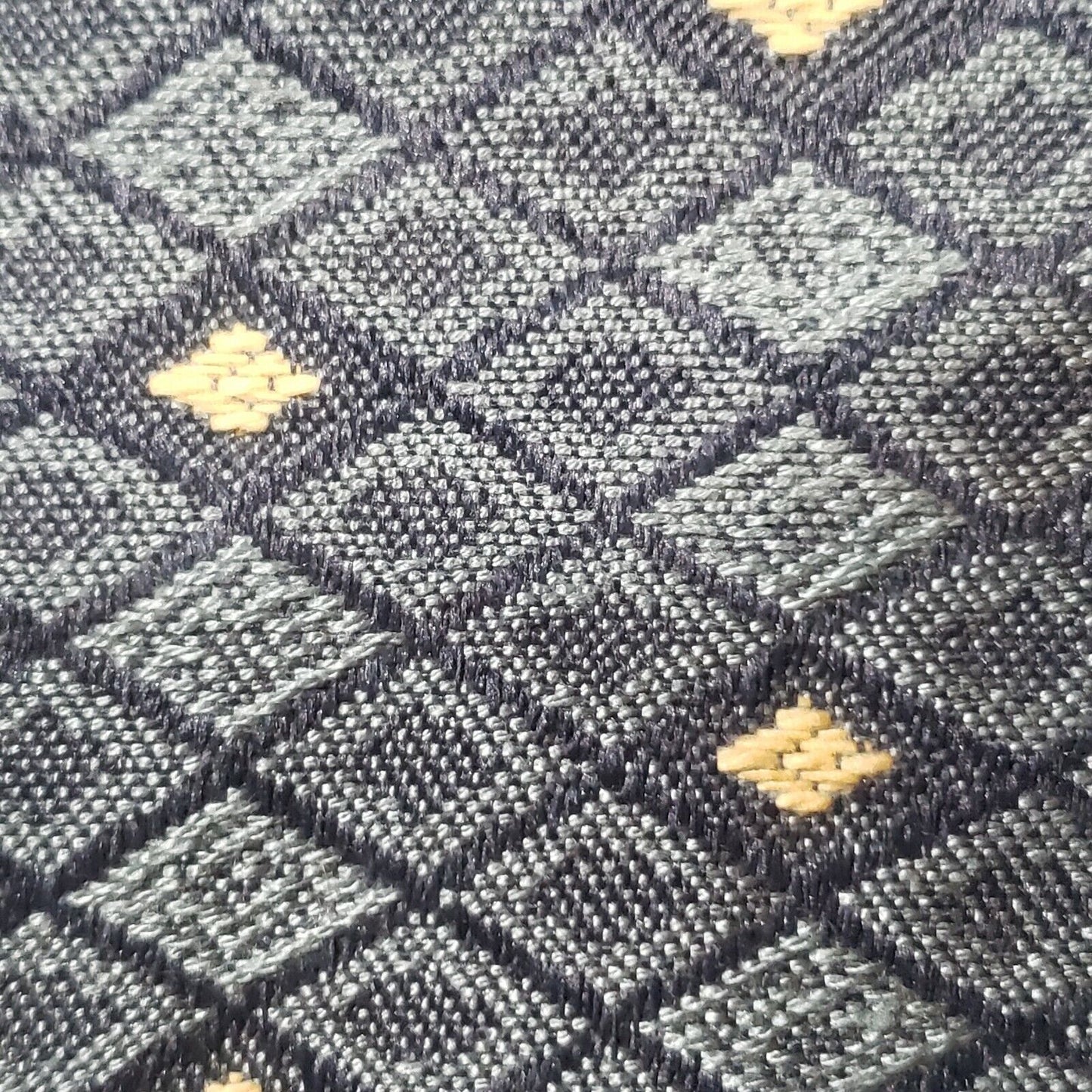 Long Blue Upholstery Table Runner 112x18 Heavy Fabric Tan Pattern