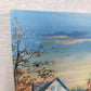 Canvas Print Autumn Country Landscape Farm Barn House Lights w/ Water Damage