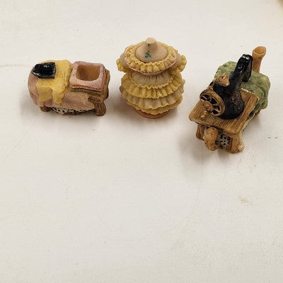 Popular Imports TS447 8pc Mini Tea Set Sewing Machine Polystone Resin Decor