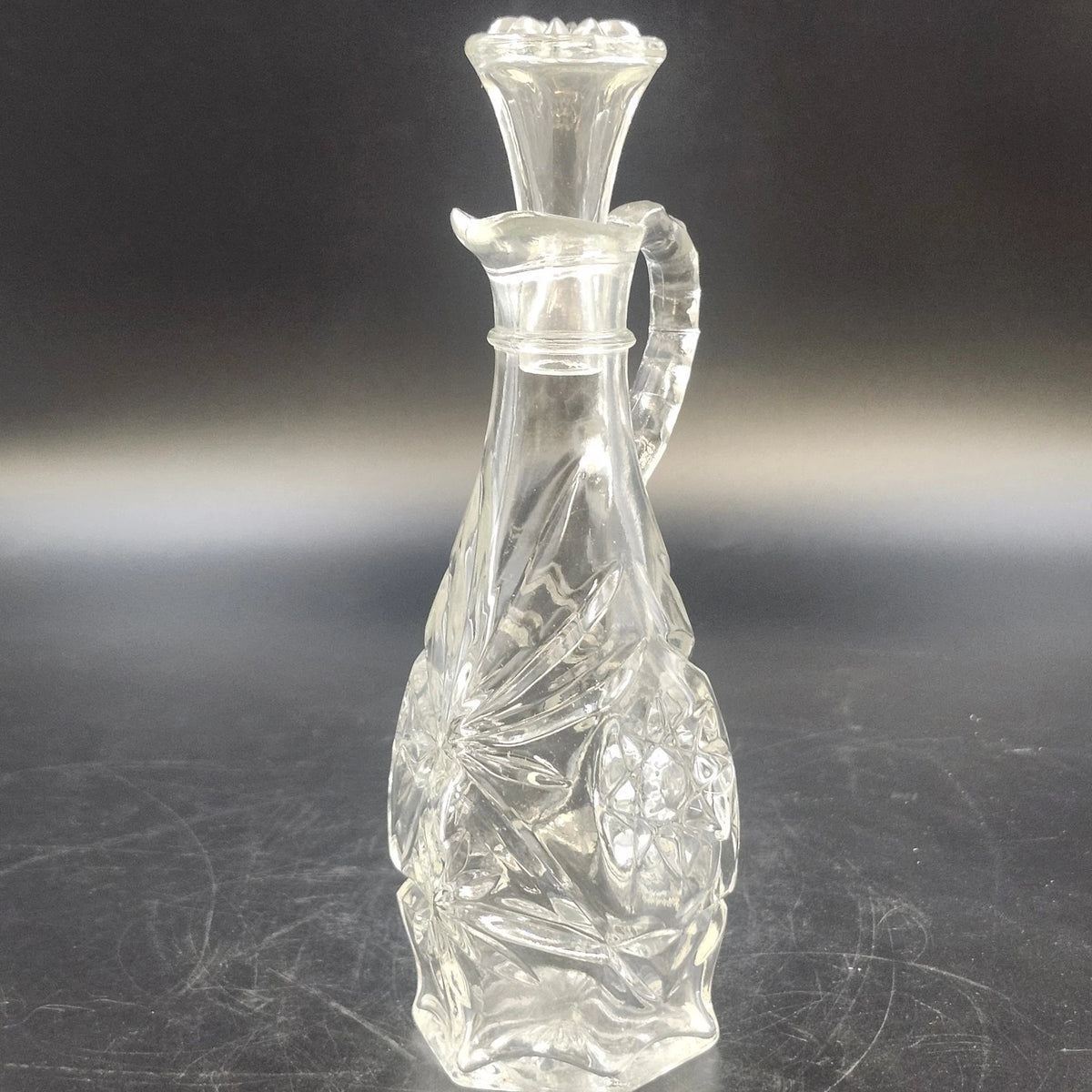 Anchor Hocking Early American PresCut Star of David Glass Cruet Stopper 7.75"x3"