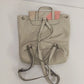 Beige Backpack Purse Faux Leather Bucket Bag Tassel Drawstring Flap Women's