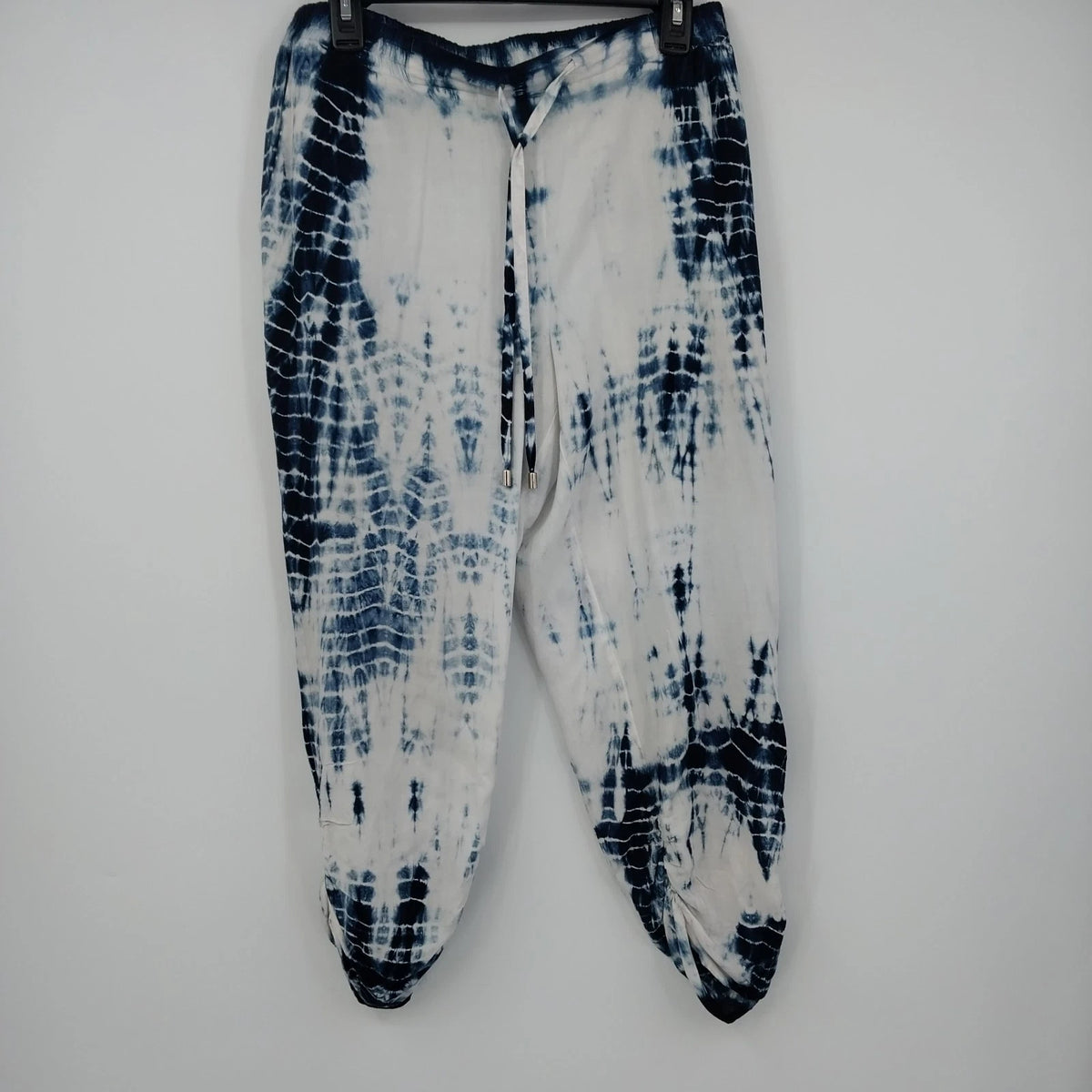 Khakis & Company Women's Blue White Tie-Dye Harem Balloon Boho Pants Medium