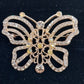 Gold Tone Butterfly Brooch Clear & Amber Faceted Rhinestones Large Pin Vintage