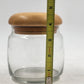 Clear Glass Storage Jar Teak Mushroom Wood Lid Airtight Rubber Seal 4"d x 4.5"h