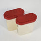 2 Tupperware Modular Mates Spice Container Shakers 1846-19 Red Lids 1845-16 Vtg