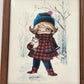 2 Fallarda Gallarda Big Eye Prints Pair 1960's Fall & Winter Framed Kitsch Art