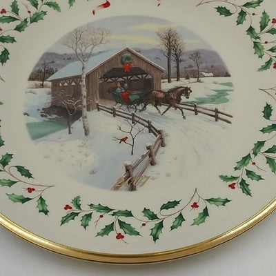 Lenox 2007 Annual Collector Christmas Plate 17th Series Numbered Covered Bridge