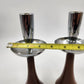 2 MCM Candle Holder Sticks Teak Wood Chrome Uppers 8.5" Danish Modern Vtg AS IS
