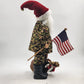 Camouflage Santa Claus Tabletop Figurine 19" Christmas US Flag Bag of Gifts NWT