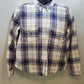 Joe Fresh Women Plaid Shirt Top Blue/Tan Button Down Long Sleeve Large Pockets