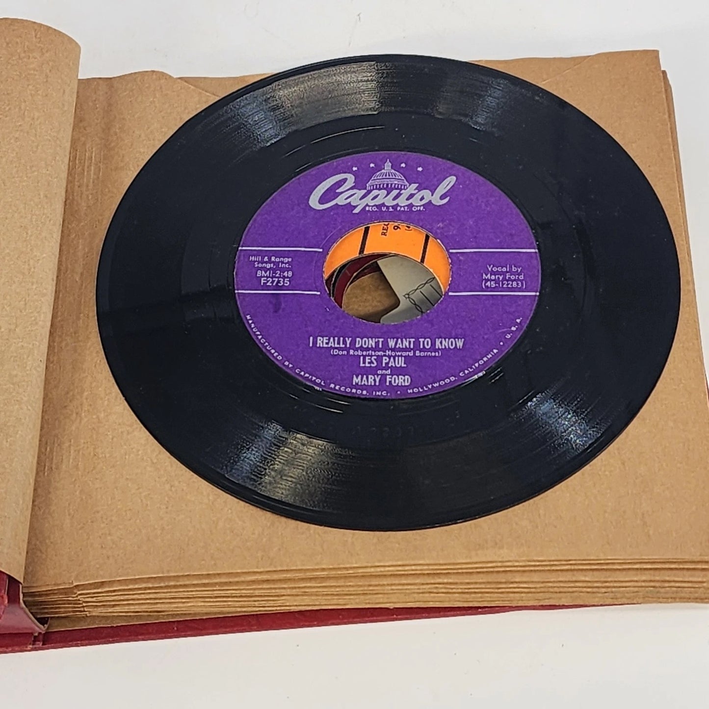 14 pc 45RPM Vinyl Record Lot Various Capitol Mercury Coral 1950s Bound Album Vtg