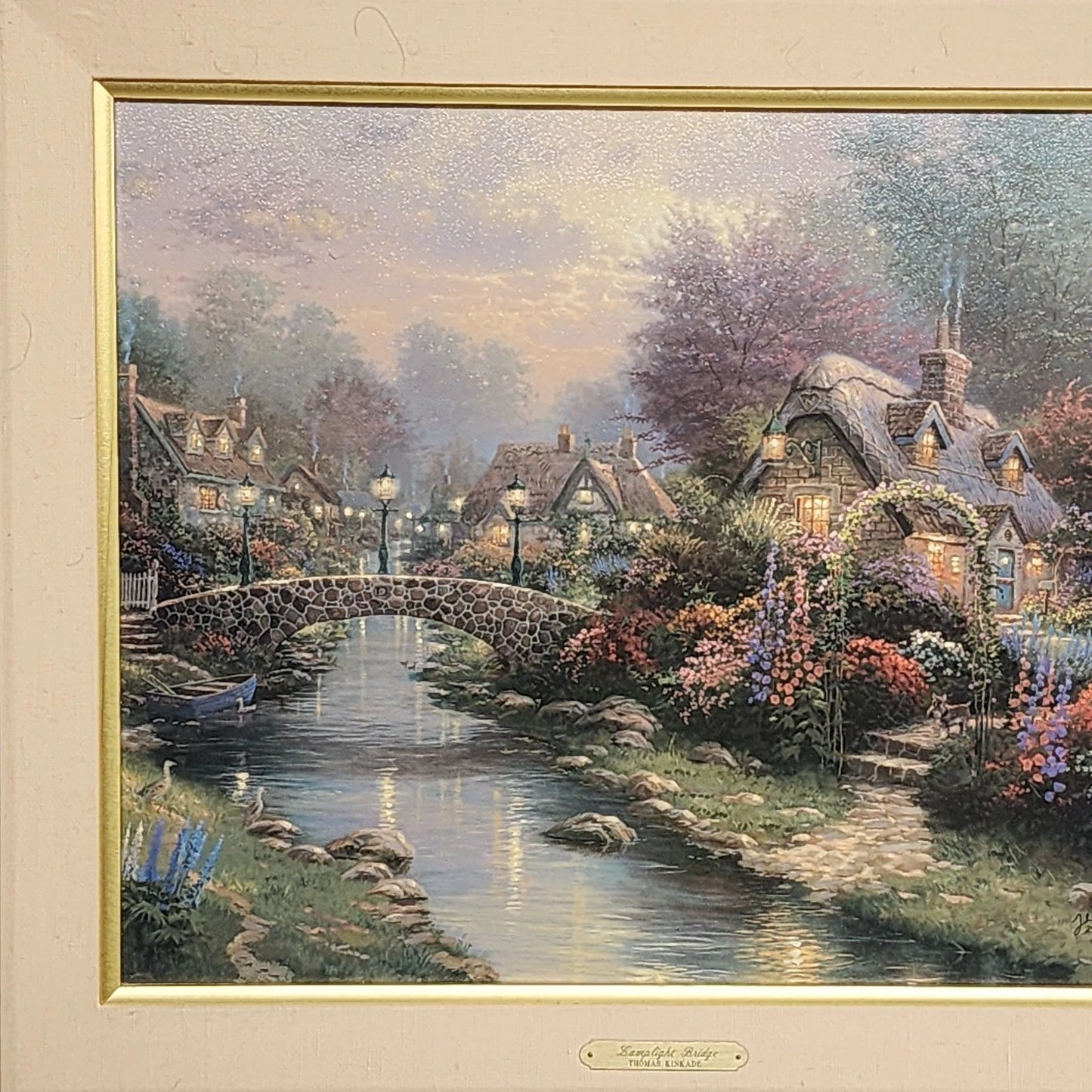 Thomas Kinkade Lamplight Bridge Ltd Edit Canvas 20x16 Hand-Highlighted 259/2950