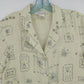 John Paul Richard Linen Shirt Dress Green Floral Button Front Medium