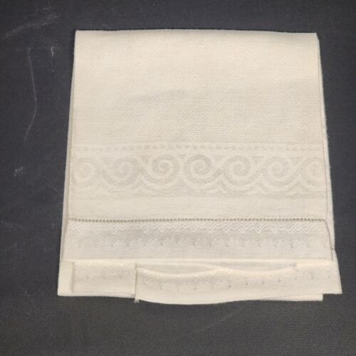 3 Linen Dresser Scarf Damask Cream Ecru Rose Runner Table Cover Doiley