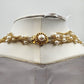 Necklace in Gold Tone Multi Chains with Faux Pearls Double Strand 11" Box Clasp