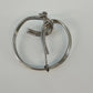 Sterling Silver Circle Brooch Faux Pearl Modernist Pin .925 Polished 1.5"