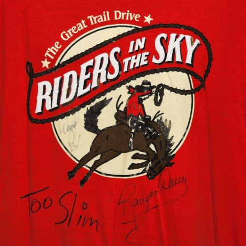 Riders in the Sky The Great Trail Drive Signed Men’s XL Red T-Shirt Cotton