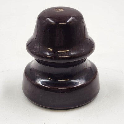 1953 Dark Brown Ceramic Porcelain Insulator 3.5" Tall x 3.25" Wide