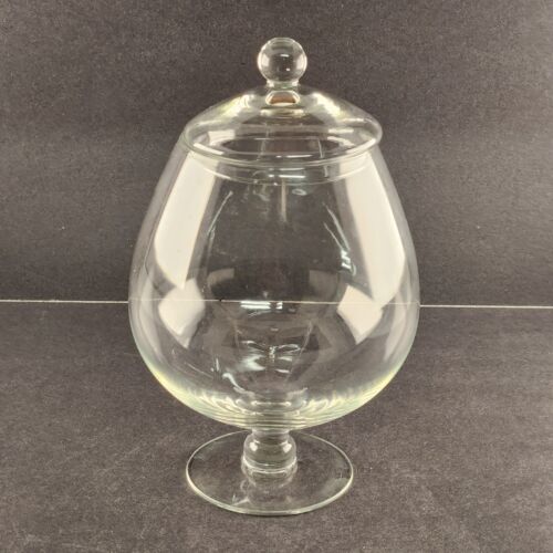 Clear Glass Candy Nut Dish Vintage With Lid With Round Top Unbranded 9.5" Tall