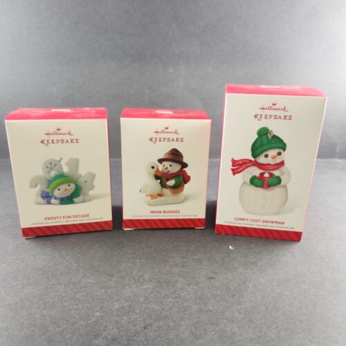 3 Hallmark Keepsake 2014 Christmas Ornaments Snowman Themed Includes Boxes