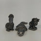 3Pcs Pewter Pelican Alligator Whimsical Creature Miniature Animal Figurines