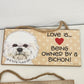 5 pc Bichon Wall Art Sign Love Spoiled Wooden Made USA Pet Project 10" Welcome