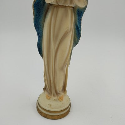 ARA 8" Madonna Virgin Mary Figurine White Plastic Blue Veil Vtg