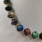 Gold Tone Beaded & Multicolor Fiesta Beaded w Swirl Gold Lightweight Necklace 18"