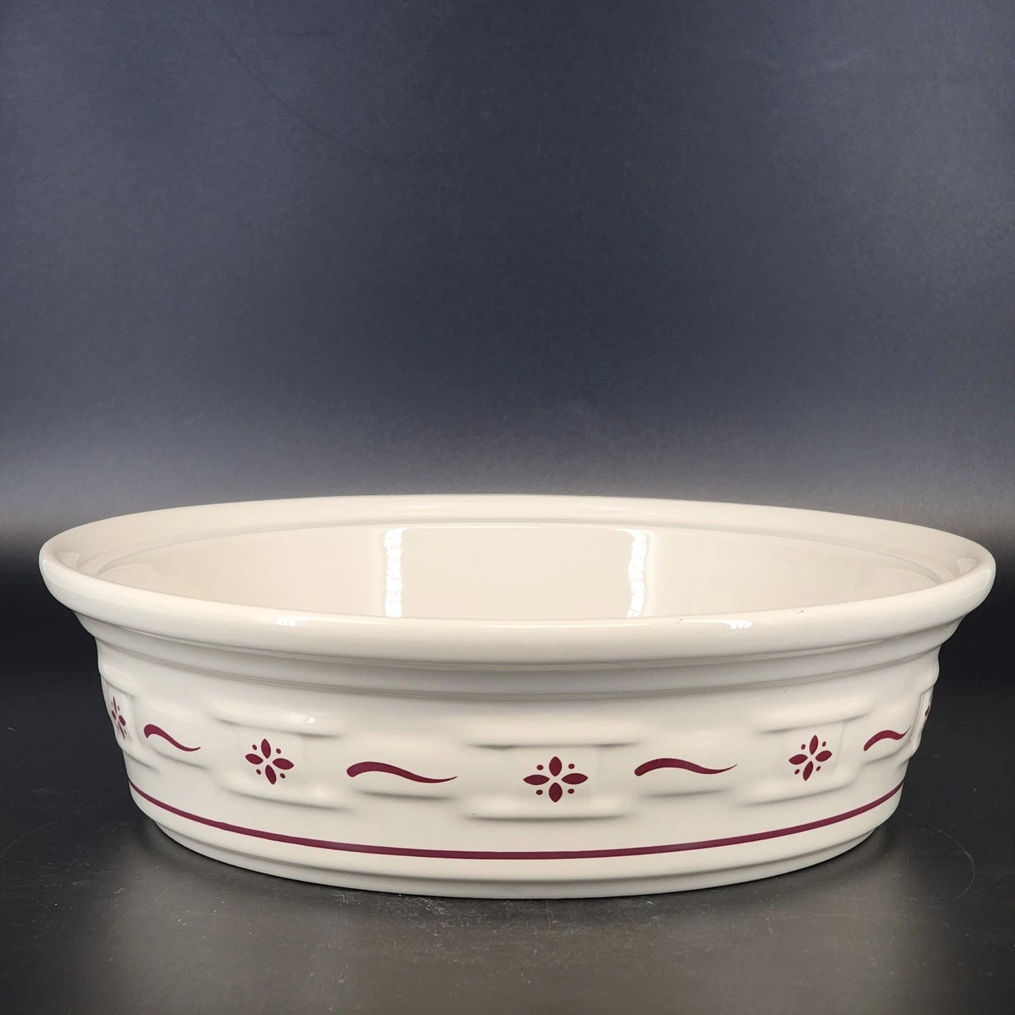 Longaberger Woven Tradition Red 2 Qt Open Casserole Dish 10.5" Round Pottery USA