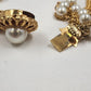 Necklace in Gold Tone Multi Chains with Faux Pearls Double Strand 11" Box Clasp